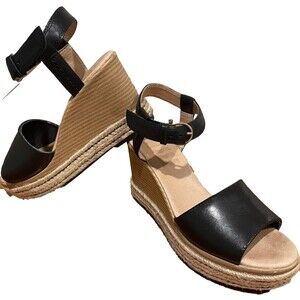 Leather Sperry Fairwater Plushwave Wedge Sandal Ankle Strap Black 7 Professional